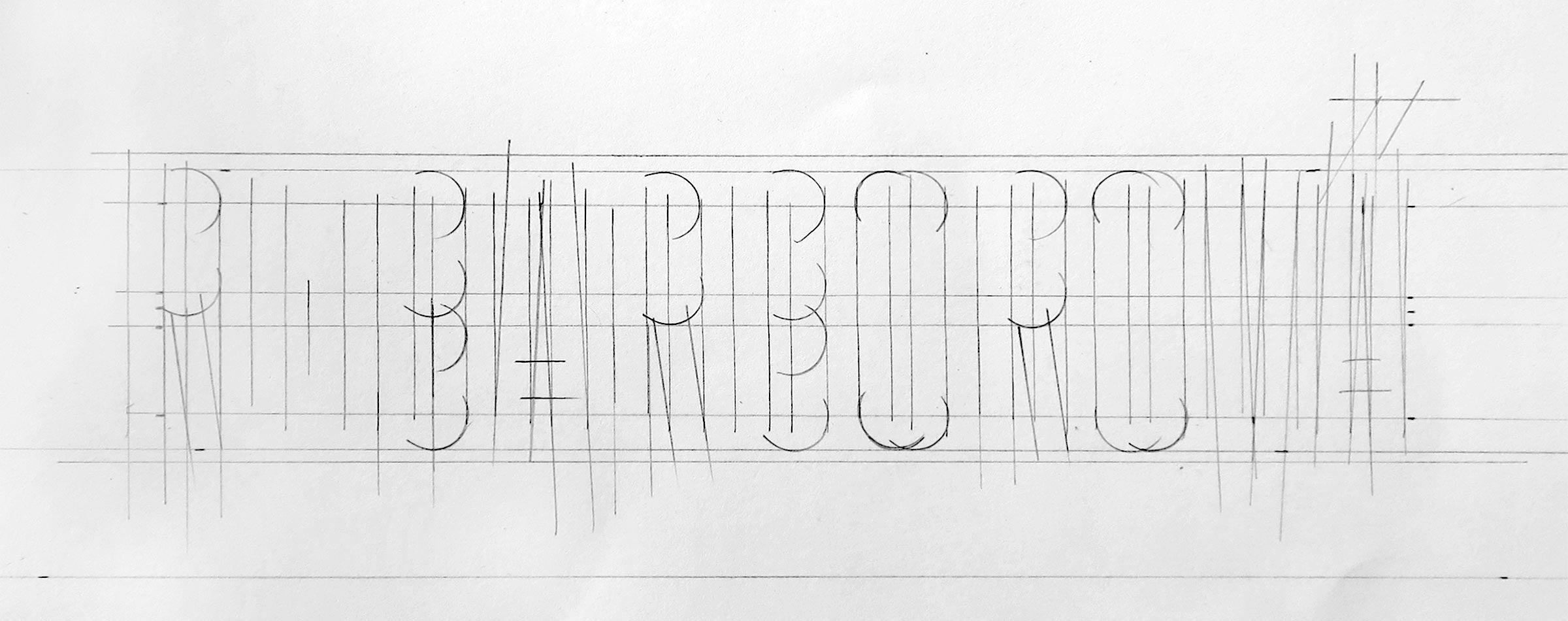 Straights and circles – This is how the street name Rebarborová looks like before cutting the stencil.