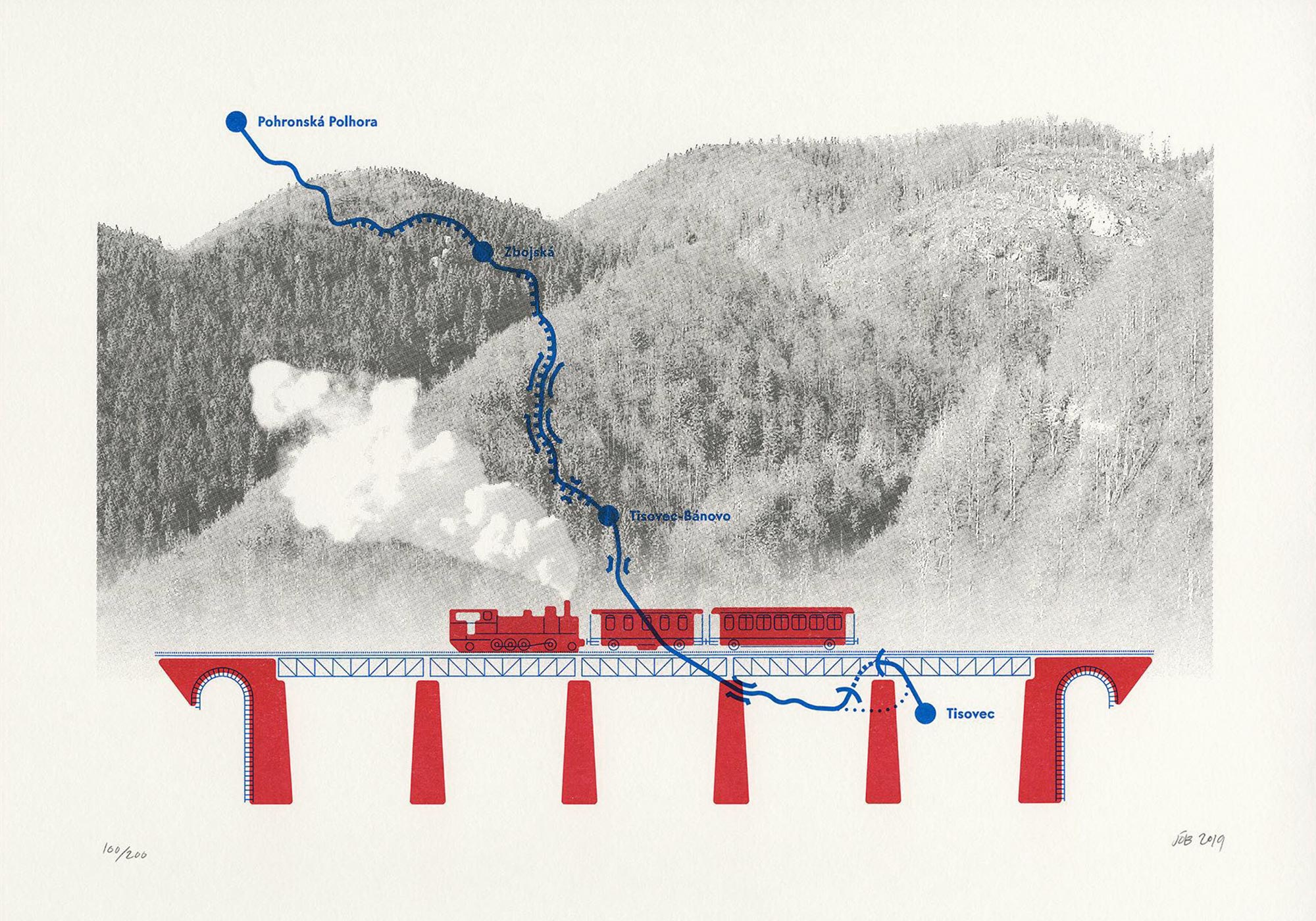 Print: Čierne diery Railway Prints